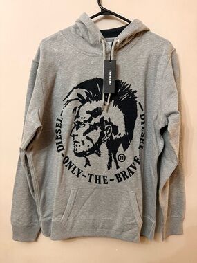 Diesel Men’s Grey Hooded Sweatshirt - Only The Brave Logo(brand new)